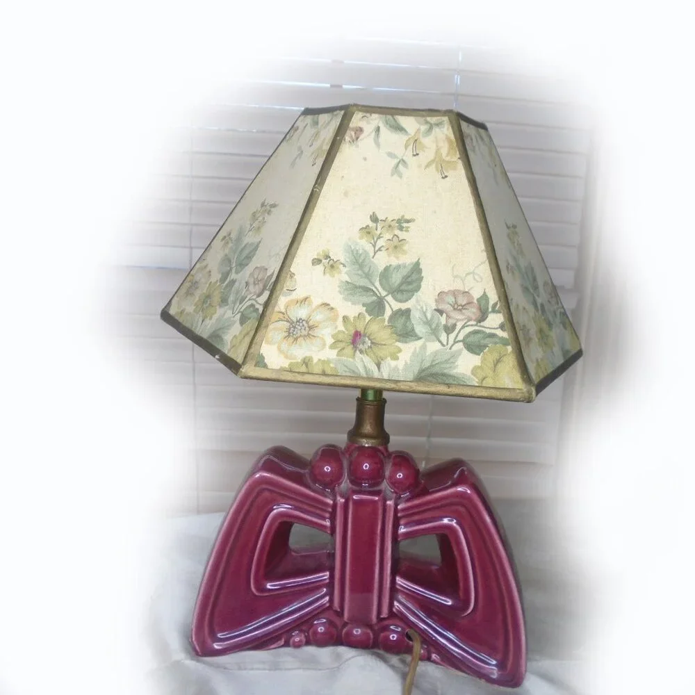 Small Vintage Lamp Glazed Ceramic Light 40s 1940s Retro Lighting - Picture 12 of 15